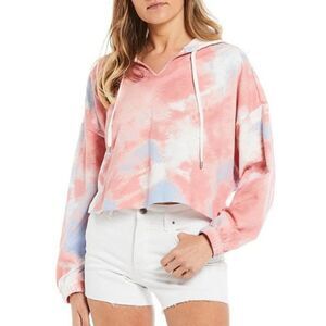 Frayed Jeans Amber Tie-Dye Cropped Hoodie